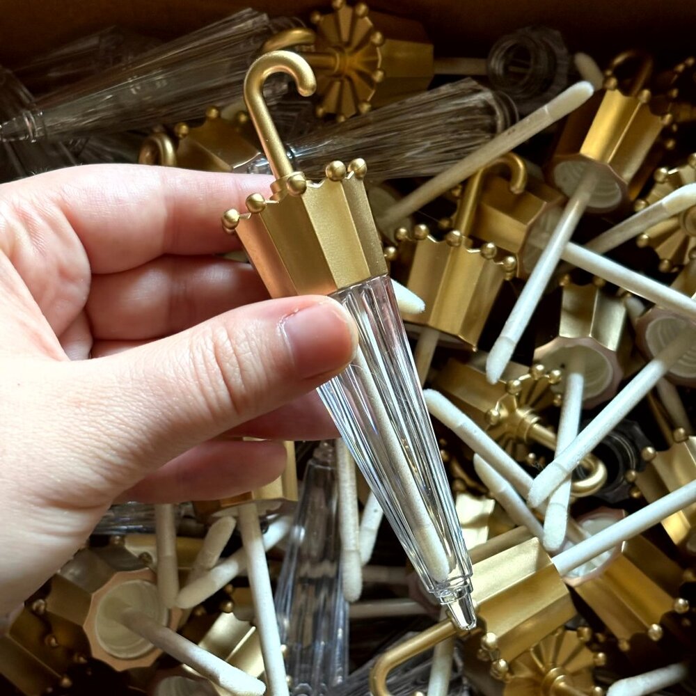 Gold umbrella lip gloss tubes( Full box)